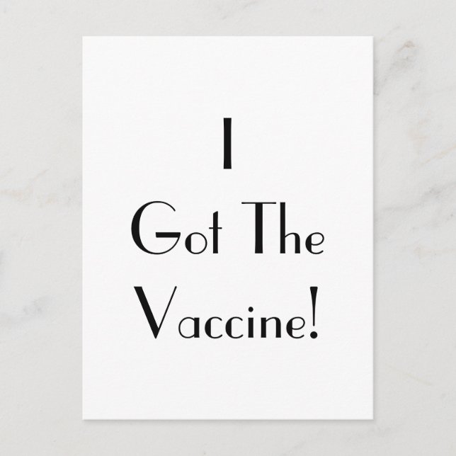 Art Deco I Got The Vaccine Typography Postcard (Front)