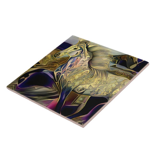 Art Deco Icelandic Horse Ceramic Tile (Side)