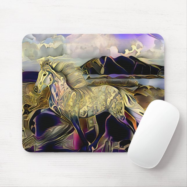 Art Deco Icelandic Horse Mouse Pad (With Mouse)