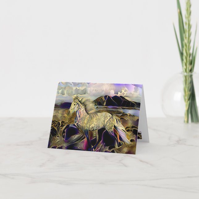 Art Deco Icelandic Horse Thank You Card (Front)