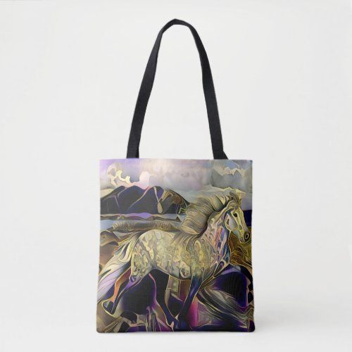 Art Deco Icelandic Horse Tote Bag