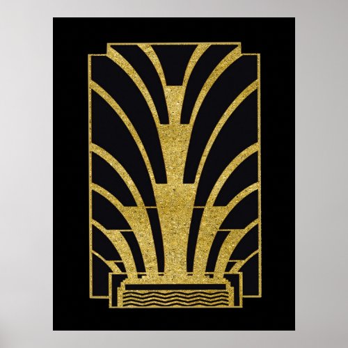 Art Deco Icon in Gold on Black Poster