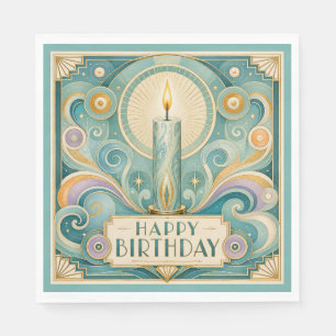Art Deco Illuminated Candle Birthday Napkins