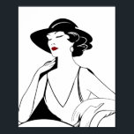 Art Deco Illustrated Glamorous Woman Poster<br><div class="desc">A beautiful, original illustration of an Art Deco woman. Add elegance to your space with this stunning design.</div>