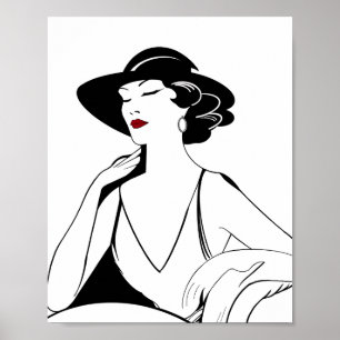 Art Deco Illustrated Glamorous Woman Poster