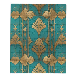 Art Deco In Blue And Gold Jigsaw Puzzle