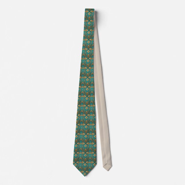 Art Deco In Blue And Gold Neck Tie (Front)