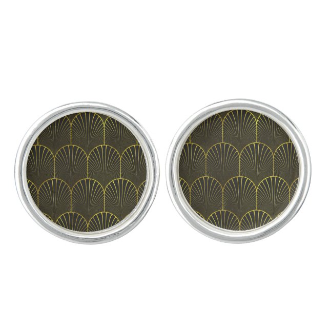 Art Deco In Gold And Black Cufflinks (Front)