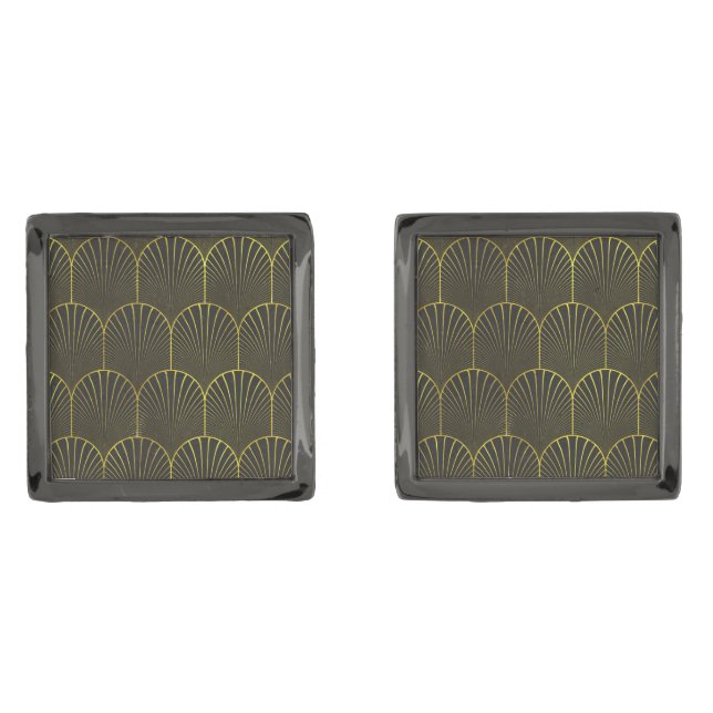 Art Deco In Gold And Black Cufflinks (Front)
