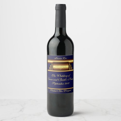 Art Deco in gold and navy blue Wine Label
