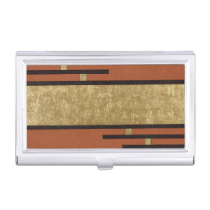 Art Deco In Gold And Tan Business Card Case