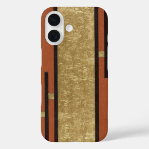 Art Deco In Gold And Tan iPhone 16 Case