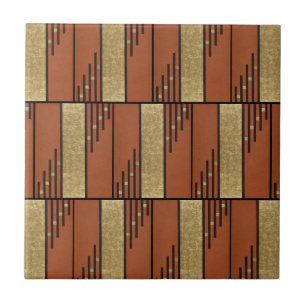 Art Deco In Gold And Tan Ceramic Tile