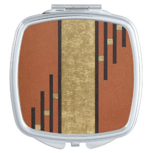 Art Deco In Gold And Tan Compact Mirror