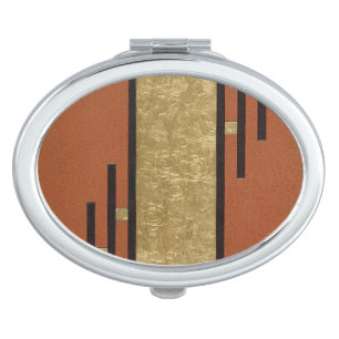 Art Deco In Gold And Tan Compact Mirror