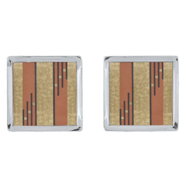 Art Deco In Gold And Tan Cufflinks (Front)