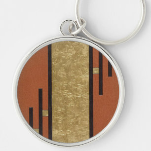 Art Deco In Gold And Tan Keychain