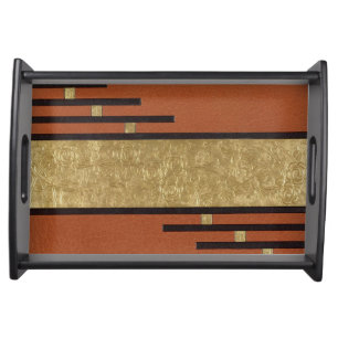 Art Deco In Gold And Tan Serving Tray