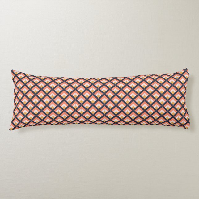 Art Deco in Gray, Orange and Yellow Body Pillow (Front)