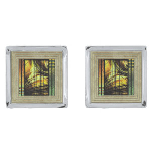 Art Deco In Green And Gold Cufflinks