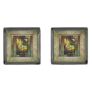 Art Deco In Green And Gold Cufflinks