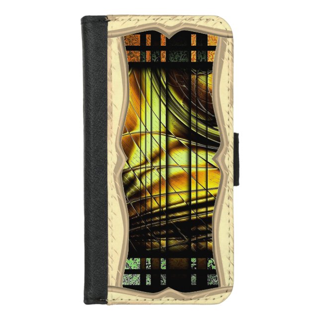 Art Deco In Green And Gold  iPhone Wallet Case (Front)