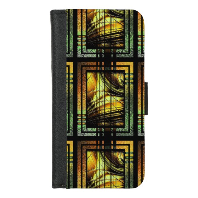 Art Deco In Green And Gold iPhone Wallet Case (Front)