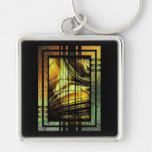 Art Deco In Green And Gold Key Ring at Zazzle