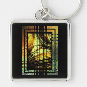 Art Deco In Green And Gold Key Ring by InspirationalArt at Zazzle