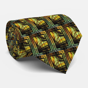 Art Deco In Green And Gold Neck Tie