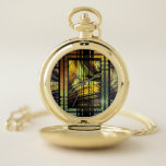 Art Deco In Green And Gold Pocket Watch at Zazzle