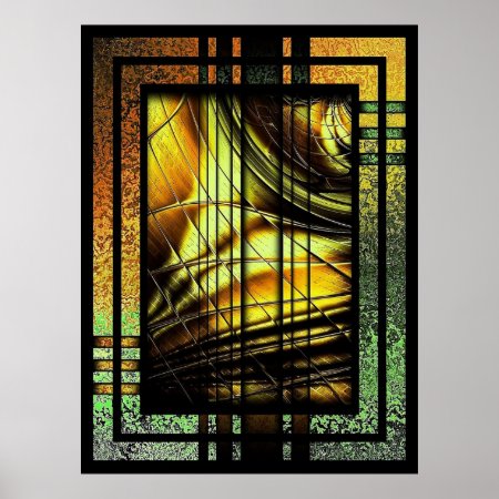 Art Deco In Green And Gold Poster