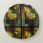 Art Deco In Green And Gold Round Cushion at Zazzle