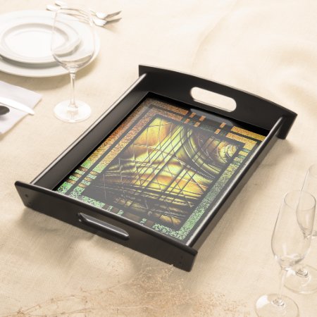 Art Deco In Green And Gold Serving Tray