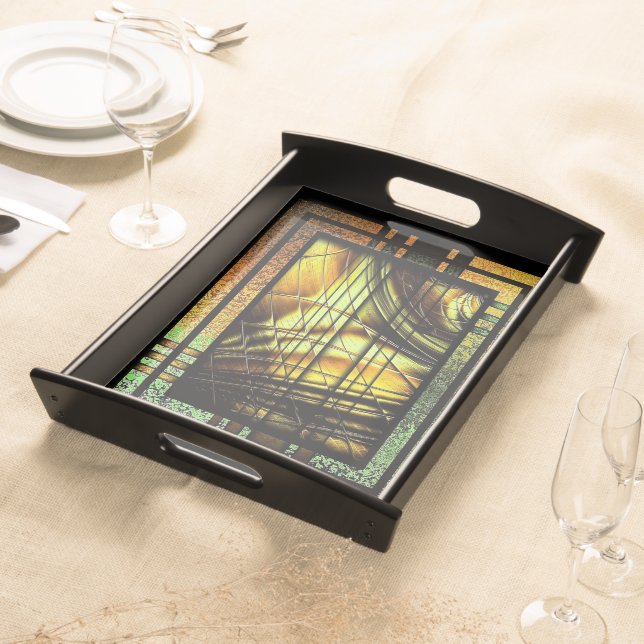 Art Deco In Green And Gold Serving Tray (Front)