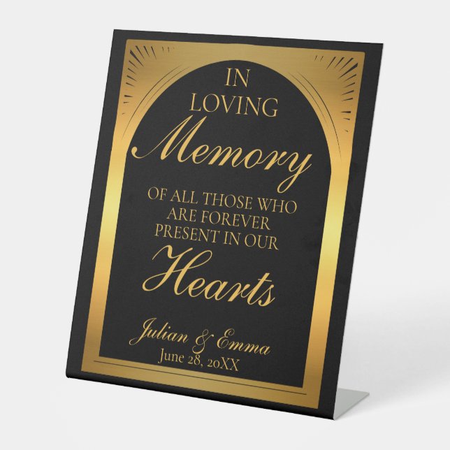 Art Deco in loving memory table  Pedestal Sign (Front)