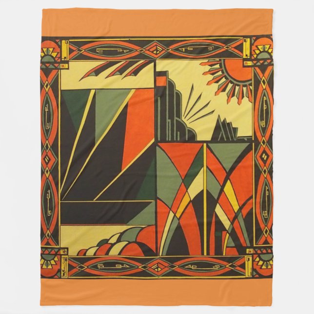 Art Deco in Orange Large blanket (Front)
