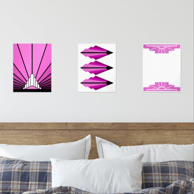 Art deco in pink wall art sets (Bedroom)