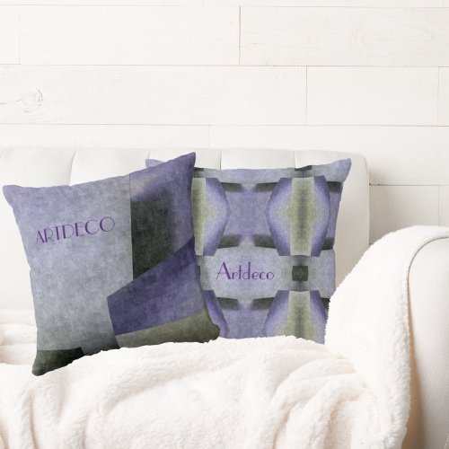 Art Deco in Purple and Green Chic Throw Pillow