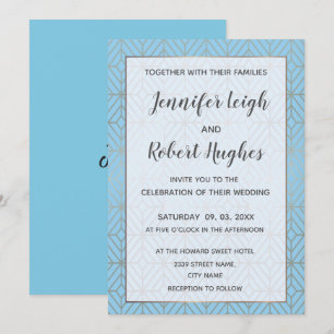 Art Deco in Turquoise and gold wedding invitation
