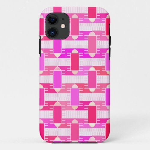 Art Deco industrial chic _ pink fuchsia orchid iPhone 11 Case