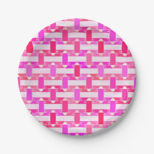 Art Deco industrial chic - pink, fuchsia, orchid Paper Plates