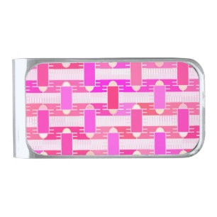 Art Deco industrial chic - pink, fuchsia, orchid Silver Finish Money Clip
