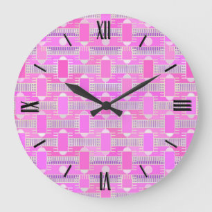 Art Deco industrial chic - pink, mauve Large Clock