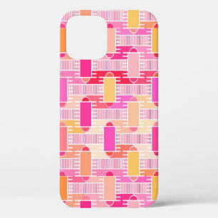 Art Deco industrial chic - pink, peach, gold iPhone 12 Case