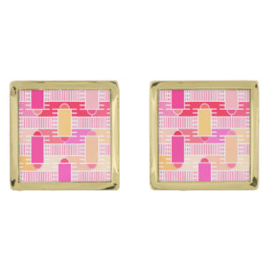 Art Deco industrial chic - pink, peach, gold Cufflinks