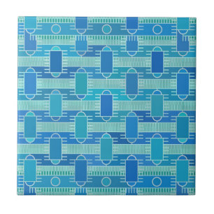 Art Deco industrial chic - soft blue Ceramic Tile