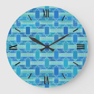 Art Deco industrial chic - soft blue Large Clock