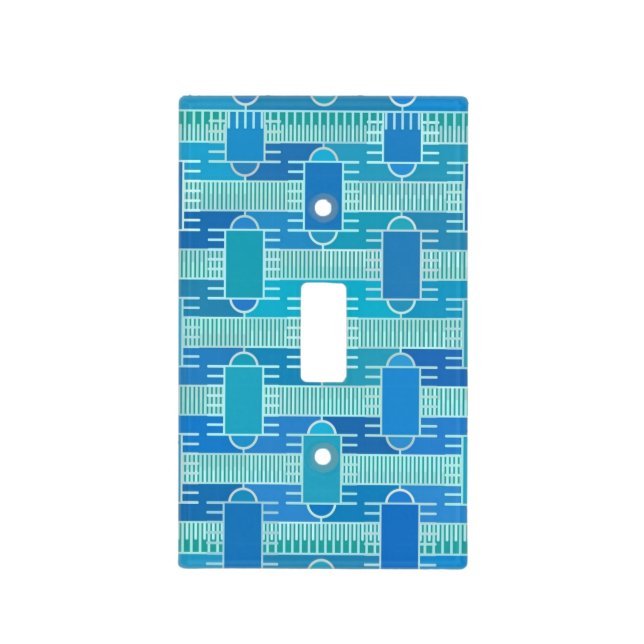 Art Deco industrial chic - soft blue Light Switch Cover (Front)
