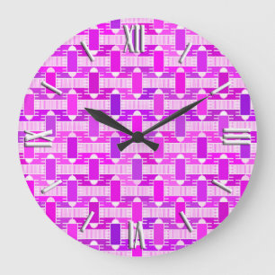Art Deco industrial chic, violet, orchid, lavender Large Clock
